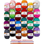 JumblCrafts 24 Yarn Crochet & Knitting Beginners Kit with 2 Crochet Hooks & 2 Weaving Needles