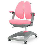 Gymax Kids Desk Study Chair Adjustable Height Depth w/ Sit-Brake Casters