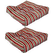 Sunnydaze Set of 2 Tufted Indoor/Outdoor Seat Cushions - Classic Red Stripe