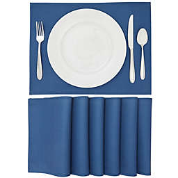 Farmlyn Creek Navy Blue Burlap Placemats Set of 6 for Dining Table (12.75 x 16.75 In)