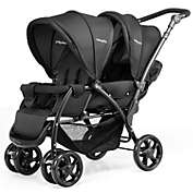 Slickblue Foldable Lightweight Front Back Seats Double Baby Stroller-Black