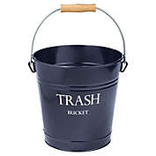 mDesign Small Trash Can Pail, Wood Grip Handle