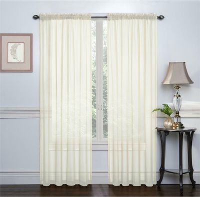 2 Pc Sheer Voile Grommet Window Panel Curtain Drapes Solid Color 54 63 84 95"L 