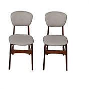 Ouuuhlala LilyB Grey Rubber Wood Fabric Dining Chair with Brown Leg (Set of 2)
