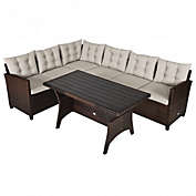 Costway 3 Pieces Rattan Sofa Set with Cushions for Patio, Garden, Lawn