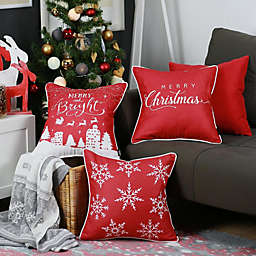 HomeRoots 4-Pack Merry Christmas Throw Pillow Cover in Multicolor - 18