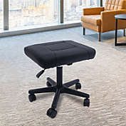 Stock Preferred Height Adjustable Square Leather Stool in Black