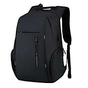 USB Charging Waterproof Laptop Backpack -  Black
