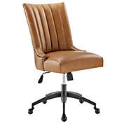 Modway Furniture Empower Channel Tufted Vegan Leather Office Chair, Black Tan