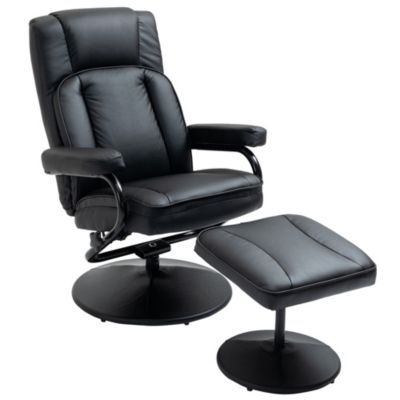Homcom Swivel Recliner Manual Pu, Leather Swivel Chair And Footstool