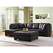Slickblue Black Bonded Leather Sectional Sofa with Left Side Chaise