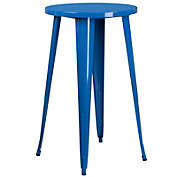 Flash Furniture 24&#39;&#39; Round Blue Metal Indoor-Outdoor Bar Height Table