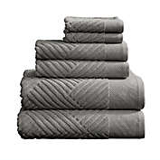 NY Loft Ultimate Grey 6 Piece Towel Set 100% Cotton Soft Luxury Towel, Textured Bath Towels Hand Towels and Washcloths, Brooklyn Collection