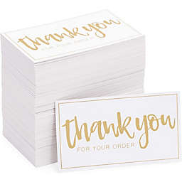 Stockroom Plus Thank You For Your Order Cards for Small Business, Gold Foil (3.5 x 2 In, 200 Pack)