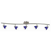 Saltoro Sherpi 5 Light 120V Metal Track Light Fixture with Textured Shade, Silver and Blue-