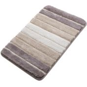 PiccoCasa Microfiber Striped Bathroom Rugs, Rectangle Shaggy Soft Thick and Absorbent Bath Mat, Bath Mats for Bathroom Floor Tub Non Slip, Machine Washable Dry Bath Rug Runner 20" x 31", Khaki