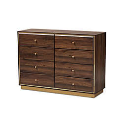 Baxton Studio  Baxton Studio Cormac Modern and Contemporary Walnut Brown Finished Wood and Gold Metal 8-Drawer Dresser
