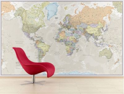 Waypoint Geographic Educational Giant World Wall Map Mural with Classic Antique Oceans for Kids / Office / Students