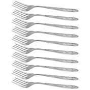 Unique Bargains Stainless Steel Forks, 10 Pcs Salad Dinner Fork Tableware Dinnerware with Flower Edge for Dessert Eating Cooking 7.3 Inch