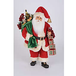 Karen Didion Lighted Wine Blocks Santa Christmas Figurine 17.5 Inch Multicolor
