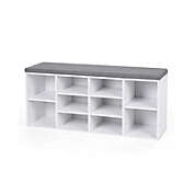 VASAGLE Cubbie Shoe Cabinet Storage Bench with Cushion, Adjustable Shelves, Holds up to 440lb, White