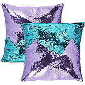 Juvale Reversible Sequin Throw Pillow Covers, Mermaid Décor (18 x 18 in, 2 Pack)