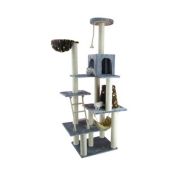 Armarkat 78-Inch Wooden Step Cat Tower Tree Condo Scratcher Kitten House In Silver Gray