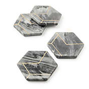 GAURI KOHLI Dakota Grey Marble Coasters, Set of 4
