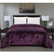 Luxurious and Plush Zebra Jacquard Bed Cover - Queen (90" X 90") - Plum
