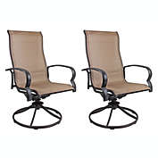Garden Elements Bellevue Sling Swivel Rocker Patio Chair, Brown (Pack of 2)
