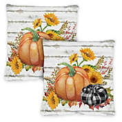 Toland Home Garden Set of 2 Fall Harvest Pumpkin and Sunflowers Outdoor Patio Throw Pillow Covers 18"