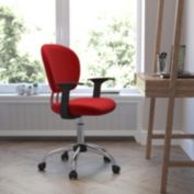 Flash Furniture Mid Back Red Mesh Task Chair with Arms and Chrome Base