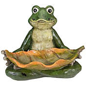 Northlight 14" Green Frog with Leaf Birdfeeder Outdoor Garden Statue