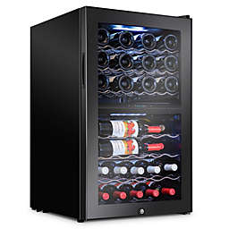 43 Bottle Dual Zone Wine Cooler Refrigerator w/Lock   Large Freestanding Wine Cellar For Red, White, Champagne & Sparkling Wine   41f-64f Digital Temperature Control Fridge Glass Door