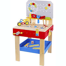 TOOKYLAND Wooden Builder Workbench Playset - 48pcs - Child-size Work Bench with Tools and Hardware, Toy for Kids 3 Years and Older