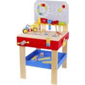 TOOKYLAND Wooden Builder Workbench Playset - 48pcs - Child-size Work Bench with Tools and Hardware, Toy for Kids 3 Years and Older
