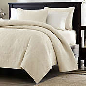 Slickblue Full / Queen Ivory Beige Quilted Coverlet Quilt Set with 2 Shams