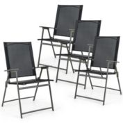 Gymax 4PCS Patio Portable Metal Folding Chairs Dining Chair Set Poolside Garden