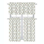 Kate Aurora Living Shabby Trellis 3 Piece Café Kitchen Curtain Tier And Valance Set - 56 in. W x 36 in. L, Linen