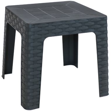 Sunnydaze 18" Square Polypropylene Indoor/Outdoor Patio Side Table, Gray. View a larger version of this product image.