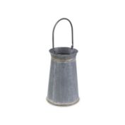 Contemporary Home Living 20" Gray Handmade Galvanized Planter with Swivel Handle