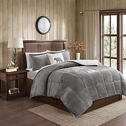 Woolrich. Plush to Sherpa Down Alternative Comforter Set Charcoal/Ivory 069.