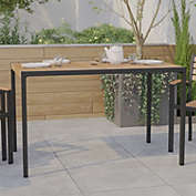 Emma and Oliver 35" Square All-Weather Faux Teak Patio Dining Table with Steel Frame - Seats 4