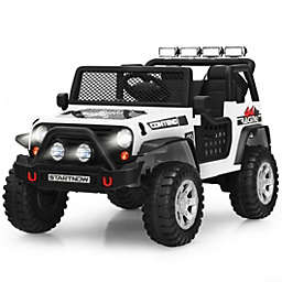 Costway 12V Kids Remote Control Electric  Ride On Truck Car with Lights and Music -White