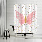 Americanflat 71" x 74" Shower Curtain, Butterfly by Peach & Gold