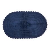 Contemporary Home Living 21" x 21" French Blue Oval Home Accessories Large Crochet Reversible Bath Mat