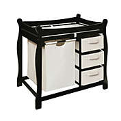 Badger Basket Co. Black Sleigh Style Changing Table with Hamper/3 Baskets