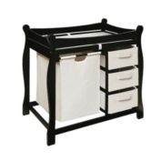 Badger Basket Co. Black Sleigh Style Changing Table with Hamper/3 Baskets