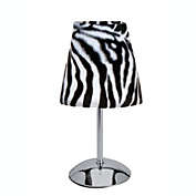 LimeLights Mini Silver Table Lamp with Faux Fur Zebra Shade
