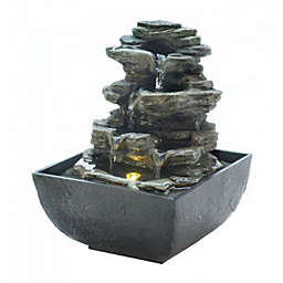 Accent Plus Decorative Tiered Rock Formation Tabletop Fountain